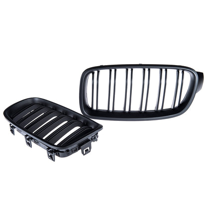 Doppelstreifen Matt Schwarz Kühlergrill passend für BMW 3er F30 F31 2011-2019