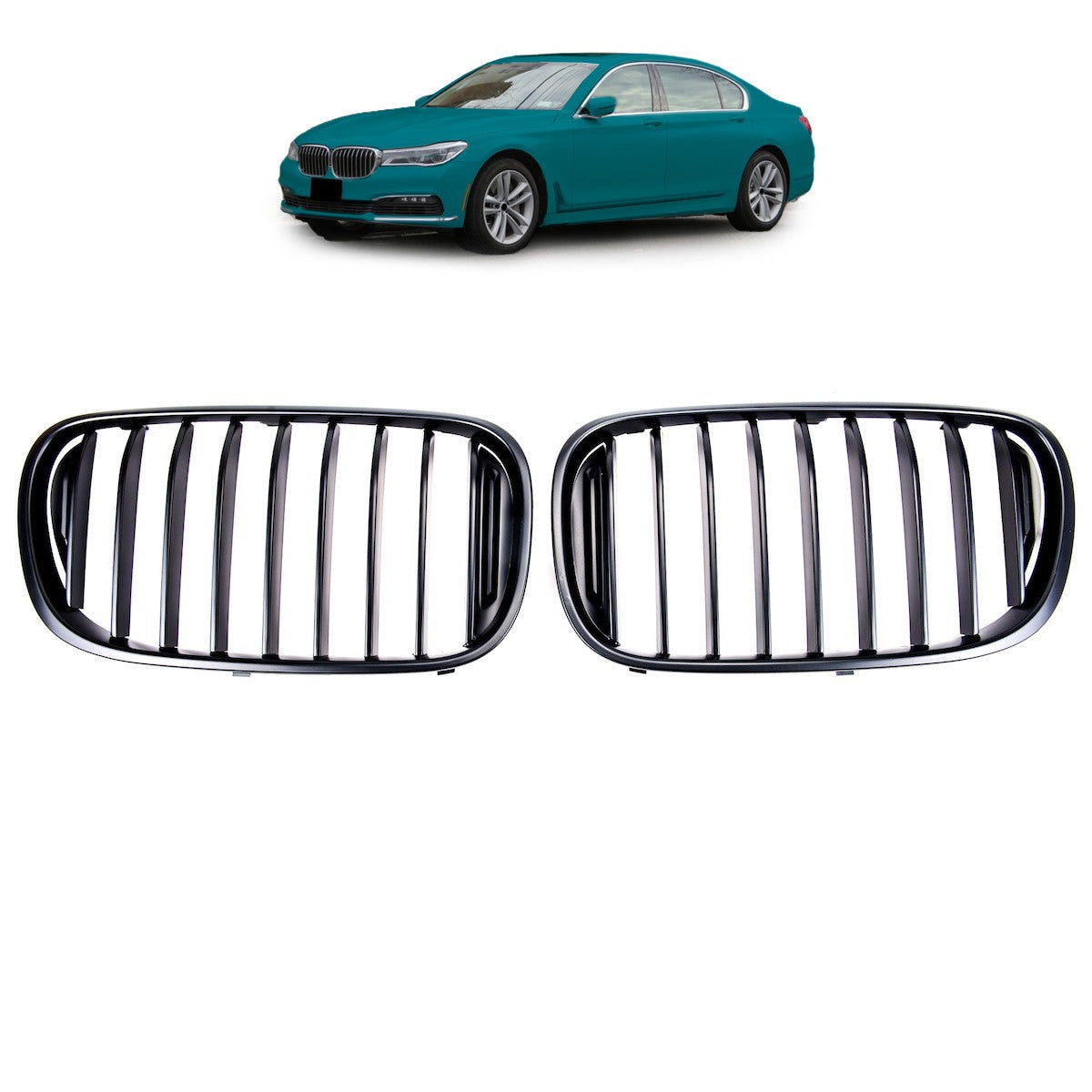 Matt Schwarz Single Line Grill passend für BMW 7er G11 G12 2015-2019