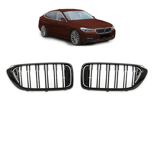 Doppelstreifen Hochglanz Schwarz Sportgrill passend für BMW 6er G32 2017-2020