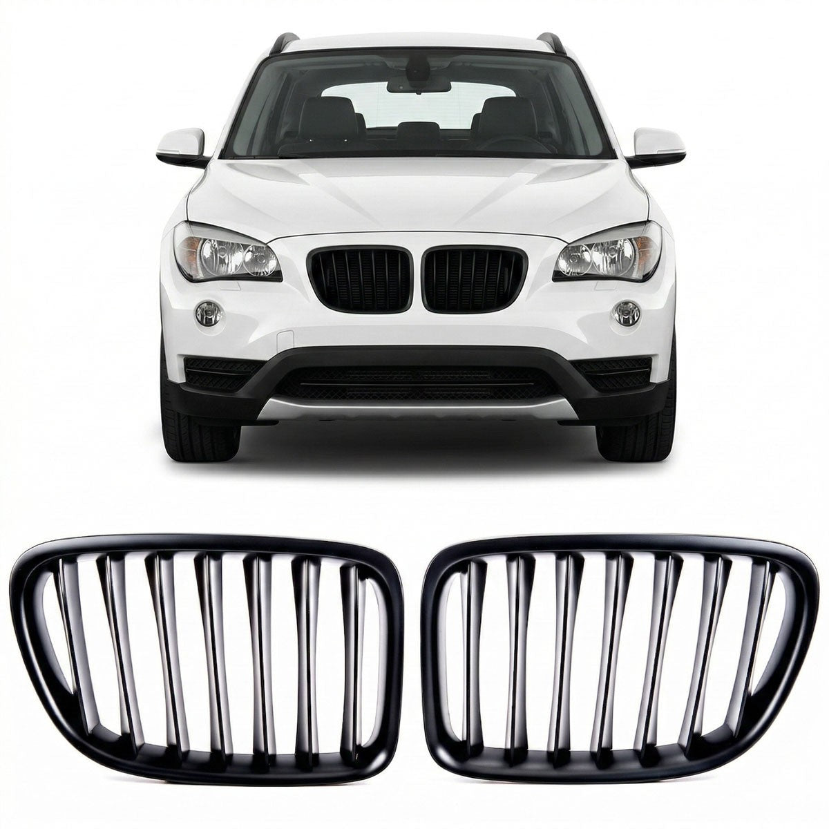 Matt Schwarzer Einzelstreifen Sportgrill passend für BMW X1 E84 2009-2015