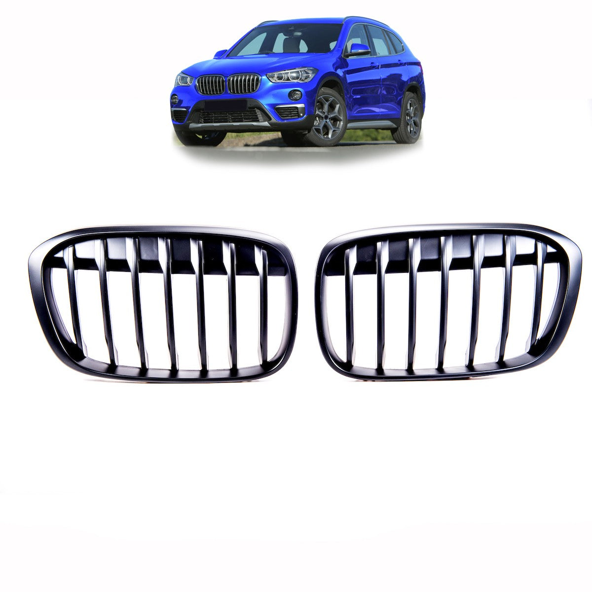 Grill Einzelstreifen Matt Schwarz passend für BMW X1 (F48) 2015-2019