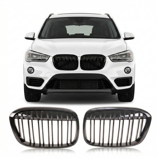 Sportgrill Hochglanz Schwarz Doppel-Linie passend für BMW X1 F48 2015-2019