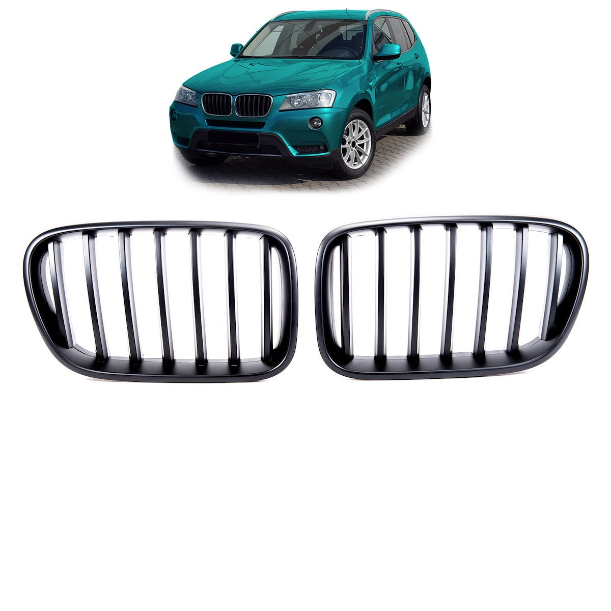 Matt Schwarz Einzel-Linie Sportgrill passend für BMW X3 F25 2010-2014