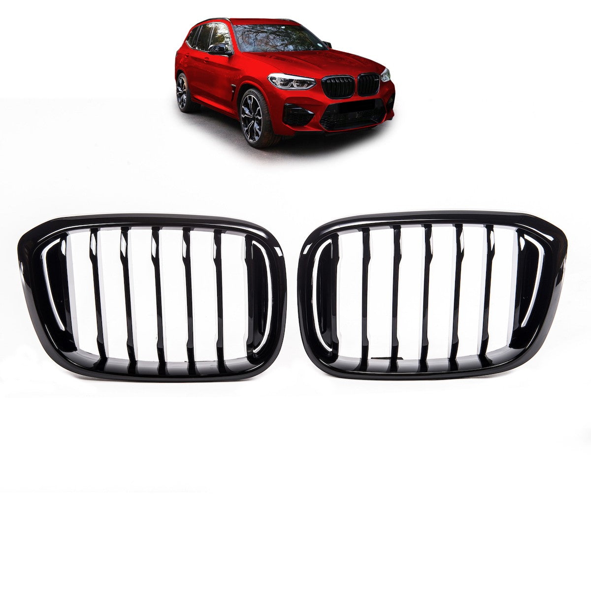 Kühlergrill Hochglanz Schwarz passend für BMW X3 G01 X4 G02 2017-2021