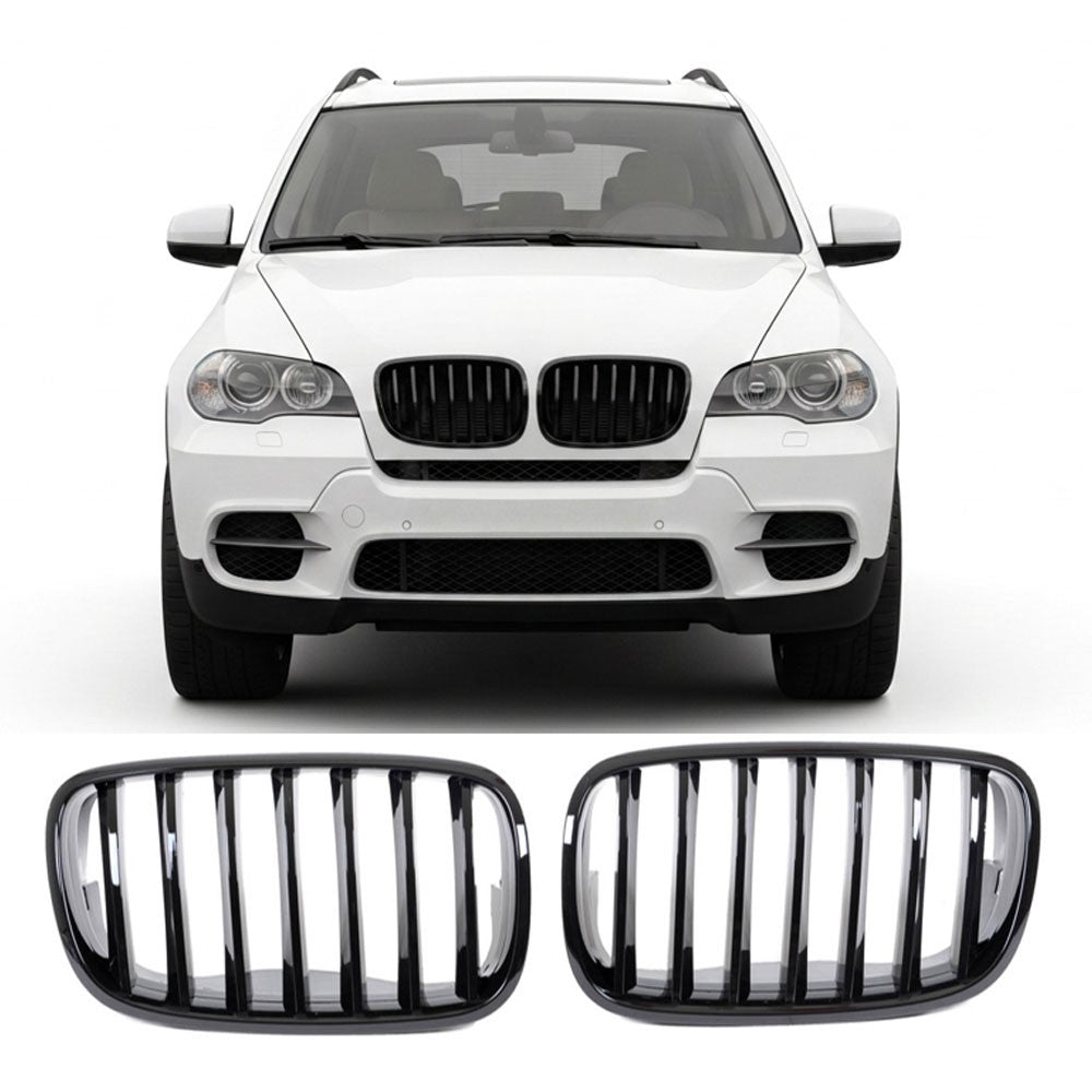 Kühlergrill Hochglanz Schwarz passend für BMW X5 E70 X6 E71 2007-2013