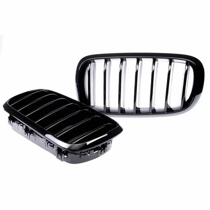 Kühlergrill Hochglanz Schwarz Einzellinie passend für BMW X5 F15 X6 F16 2013-2018