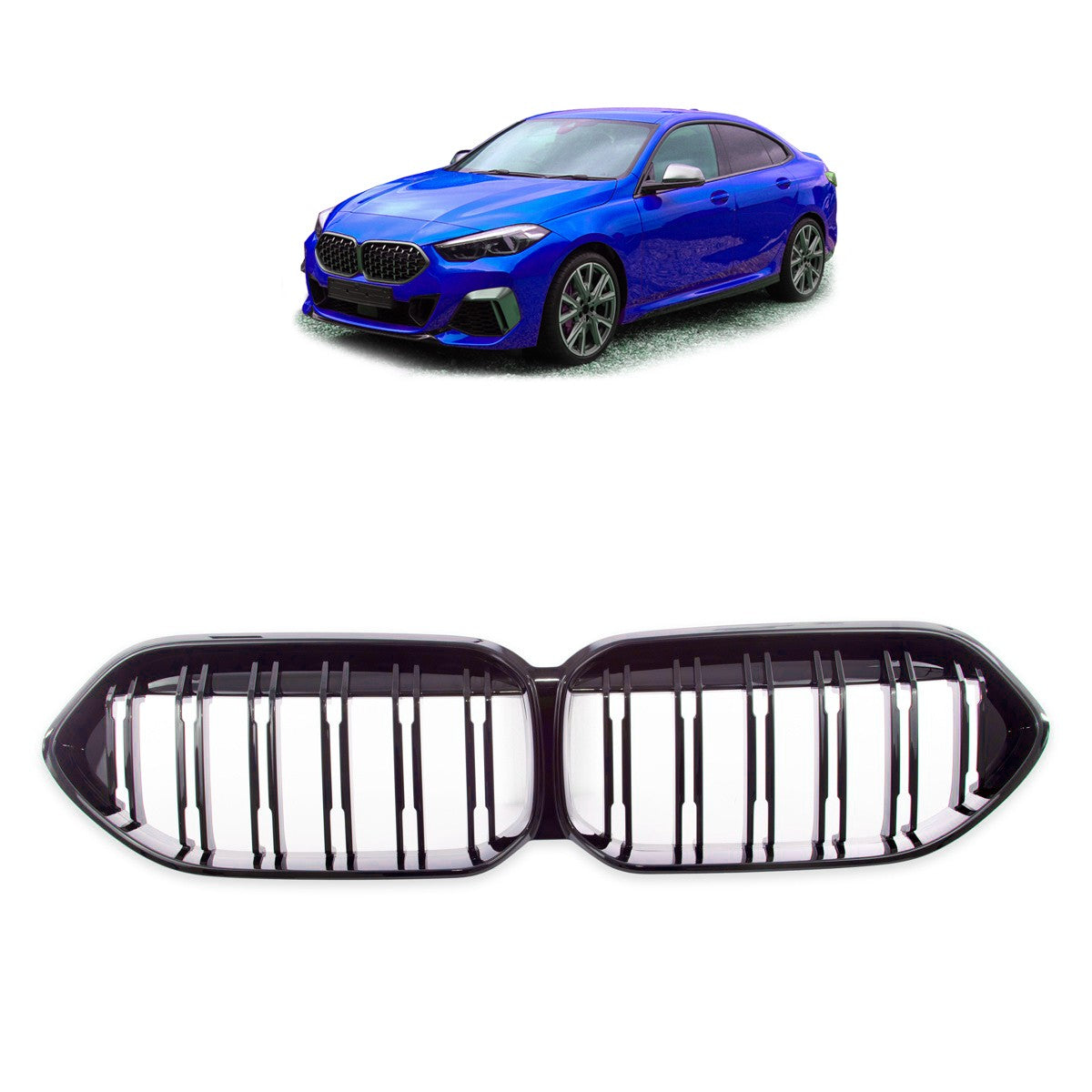 Grill Dual Line Hochglanz Schwarz passend für BMW 2er (F44) 2021-2024