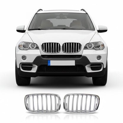 Grill Einzellinie Matt Silber passend für BMW X5 E70 X6 E71 E72 2008-2014