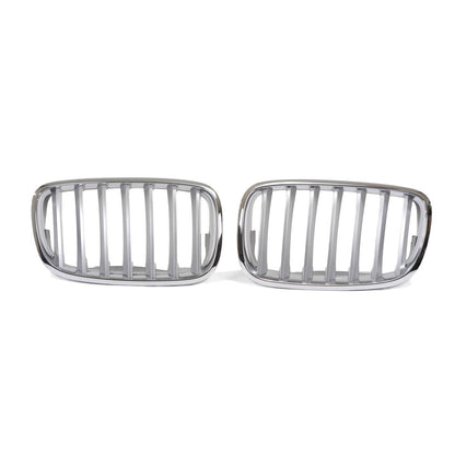 Grill Einzellinie Matt Silber passend für BMW X5 E70 X6 E71 E72 2008-2014