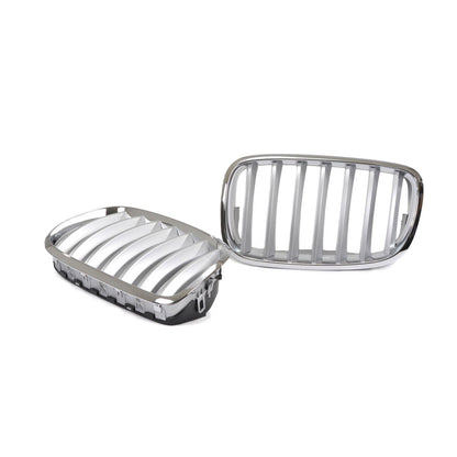 Grill Einzellinie Matt Silber passend für BMW X5 E70 X6 E71 E72 2008-2014