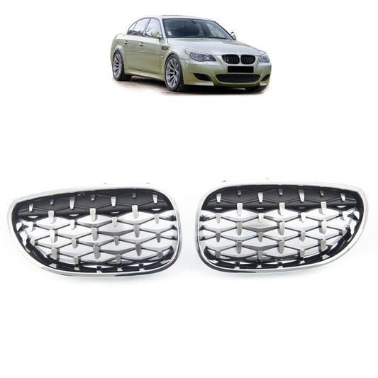 Kühlergrill Hochglanz Schwarz & Chrom passend für BMW 5er E60 E61 2003-2010