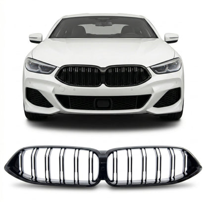 Doppellinien Grill Hochglanz Schwarz passend für BMW 8er G14 G15 G16 2018-2021