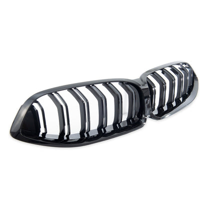 Doppellinien Grill Hochglanz Schwarz passend für BMW 8er G14 G15 G16 2018-2021