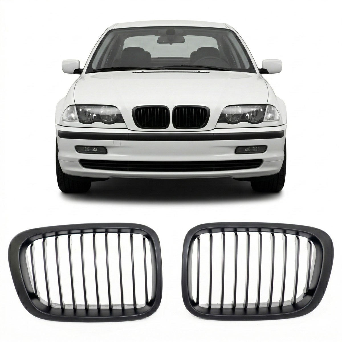 Kühlergrill Einzel-Linie Matt Schwarz passend für BMW 3er E46 1998-2001