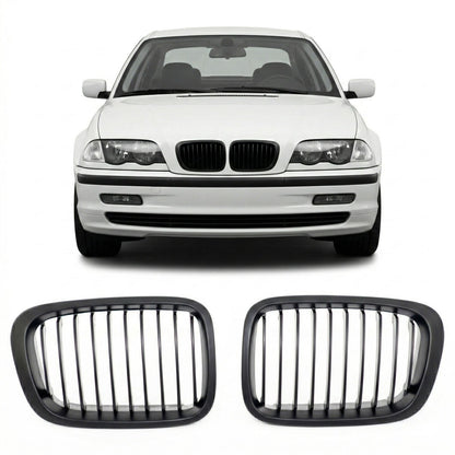Kühlergrill Einzel-Linie Matt Schwarz passend für BMW 3er E46 1998-2001