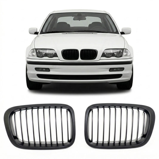 Kühlergrill Einzel-Linie Matt Schwarz passend für BMW 3er E46 1998-2001