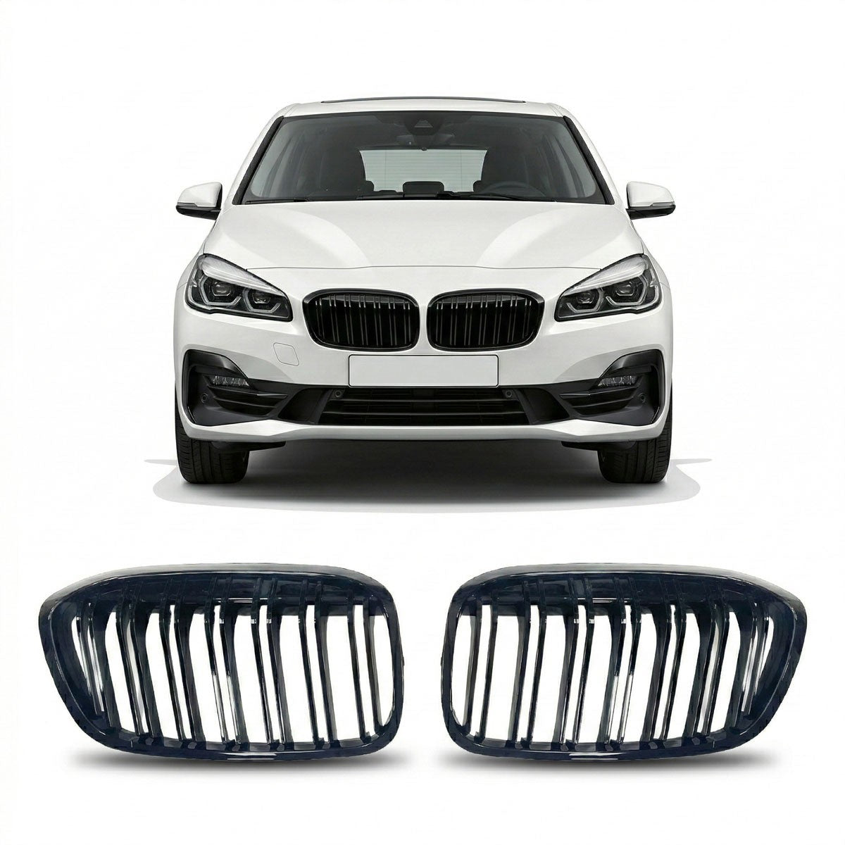 Doppellinien Grill Hochglanz Schwarz passend für BMW 2er F45 F46 2018-2021