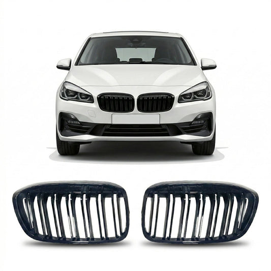 Doppellinien Grill Hochglanz Schwarz passend für BMW 2er F45 F46 2018-2021