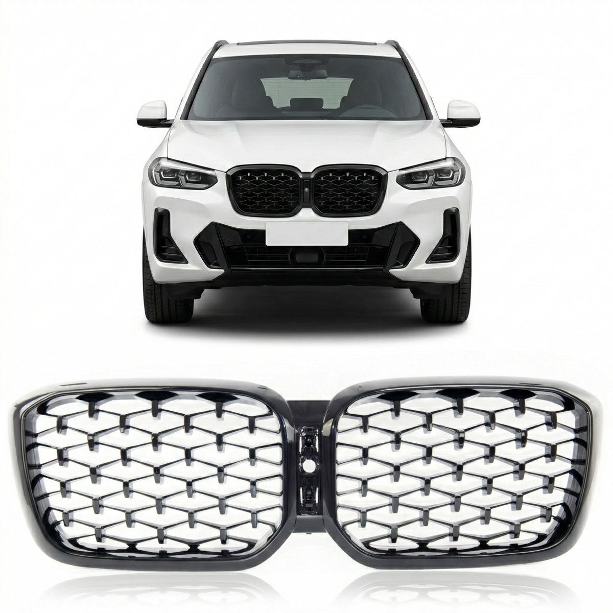 Frontgrill Hochglanz Schwarz passend für BMW X3 G01 X4 G02 2021->>