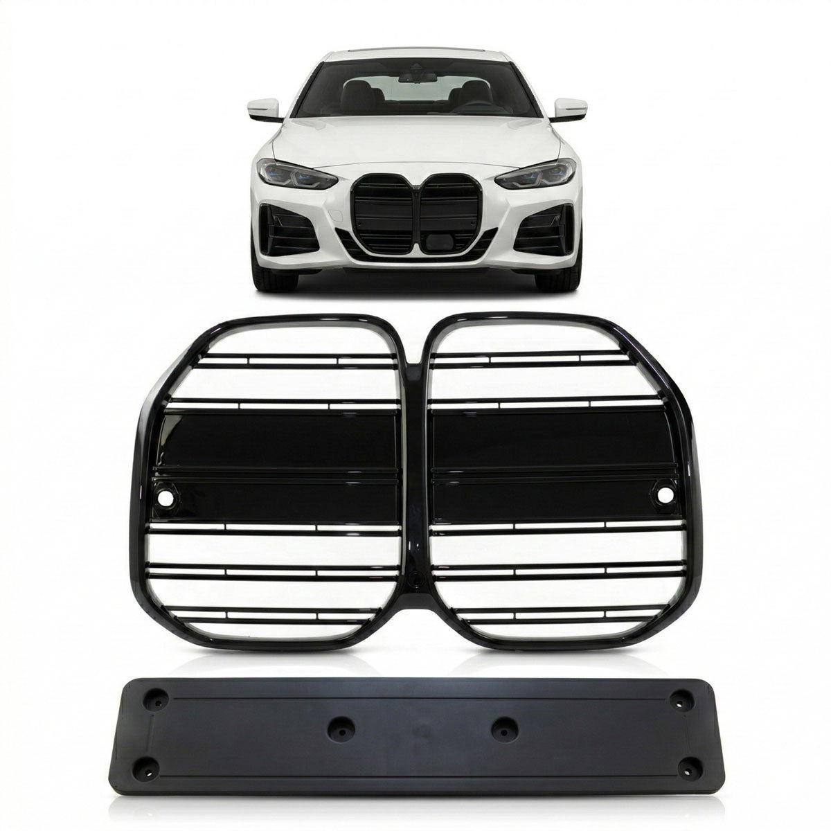 Frontgrill Hochglanz Schwarz Doppellinie passend für BMW 4er G22 G23 2021+