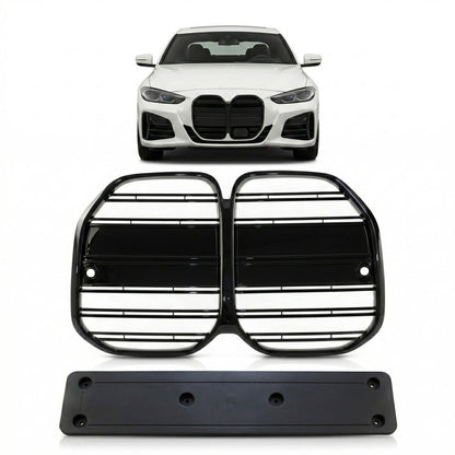 Frontgrill Hochglanz Schwarz Doppellinie passend für BMW 4er G22 G23 2021+
