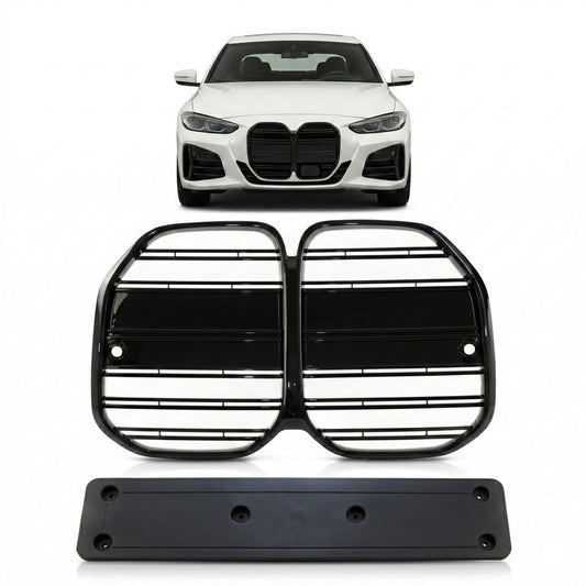 Frontgrill Hochglanz Schwarz Doppellinie passend für BMW 4er G22 G23 2021+