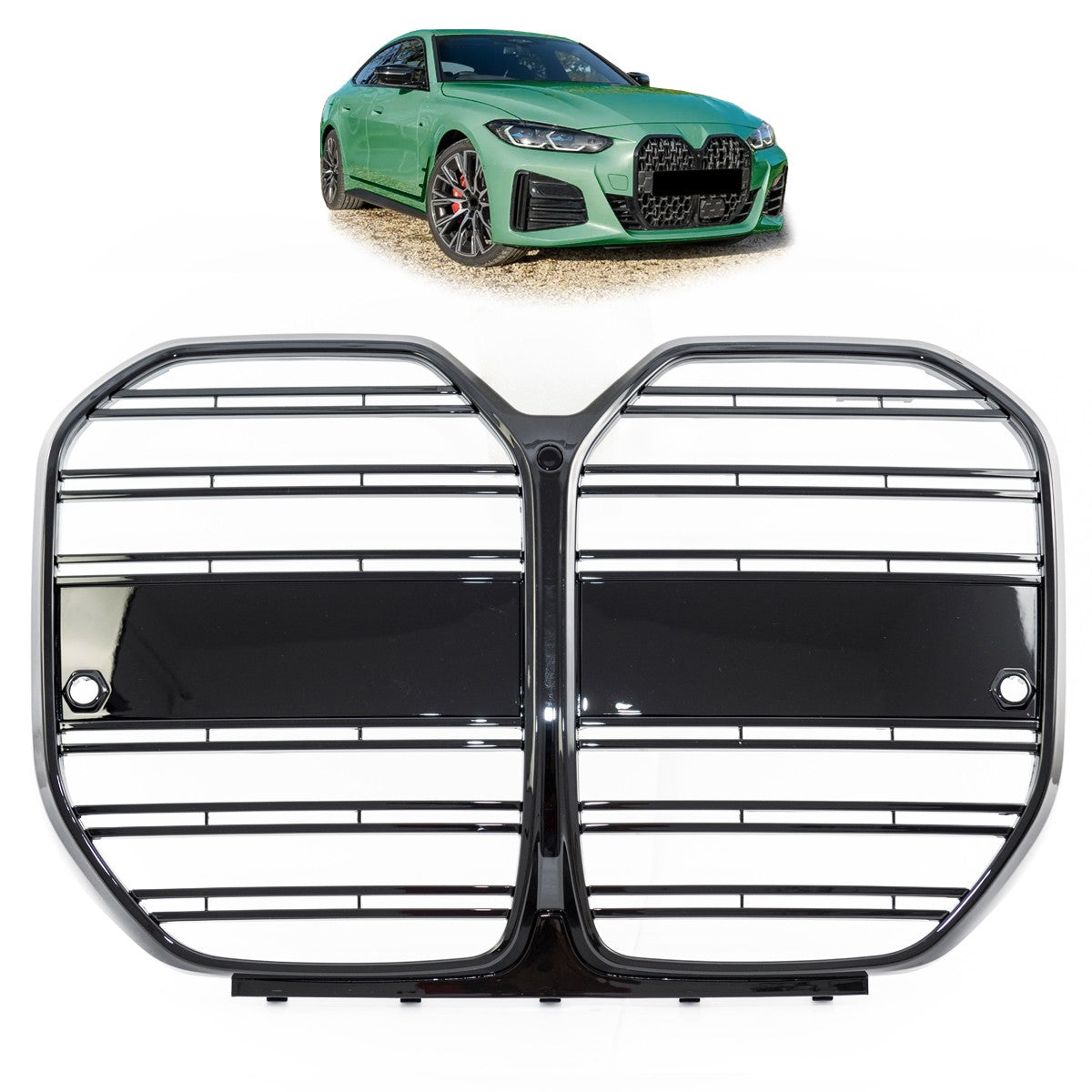 Frontgrill Hochglanz Schwarz Doppellinie passend für BMW 4er G26 2021-On