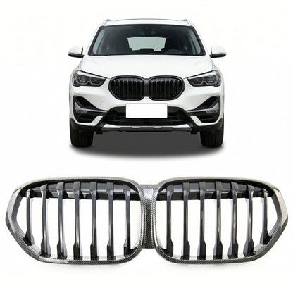 Kühlergrill Carbon-Optik mit einer Linie passend für BMW X1 (F48) 2019-2022