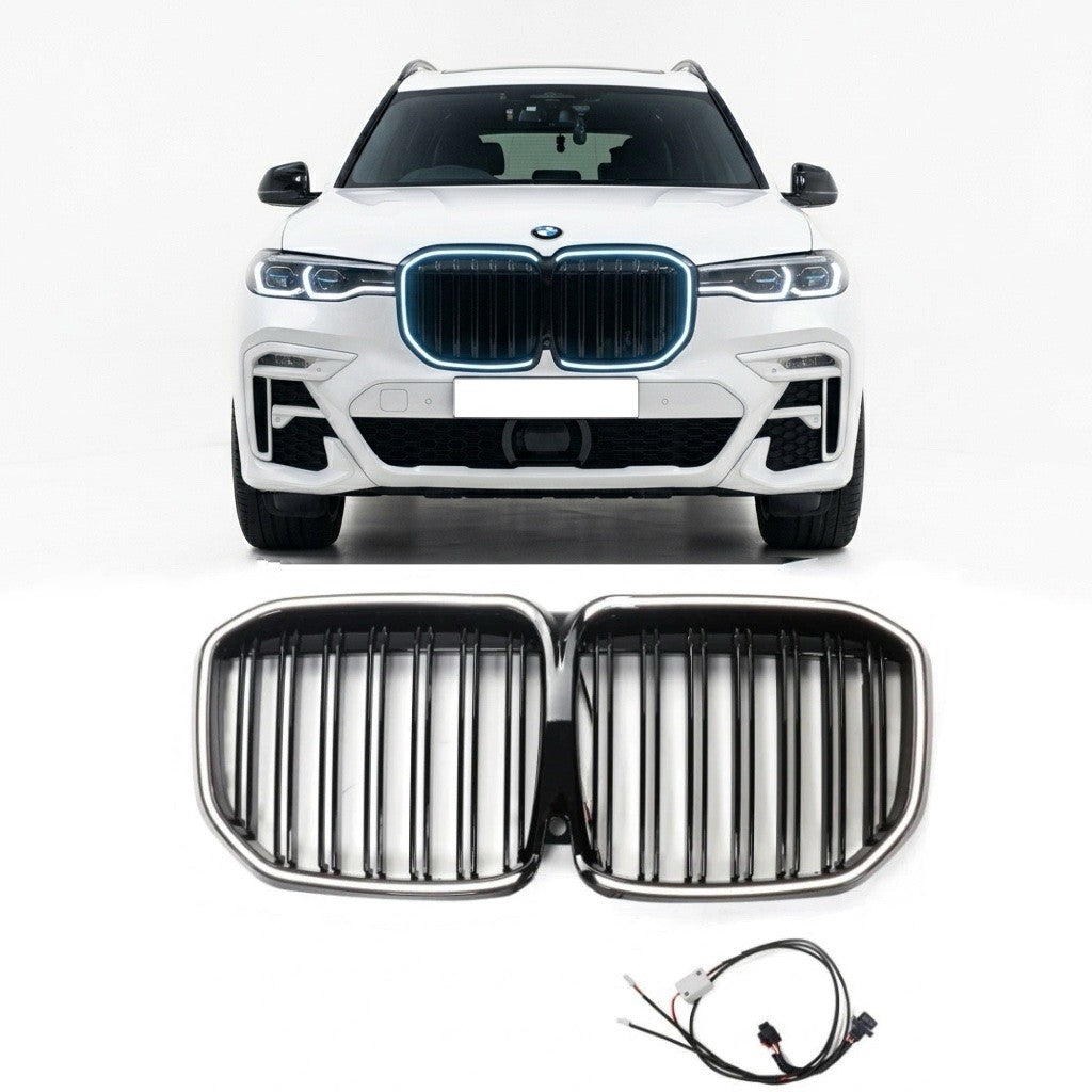 Zweireihiger Hochglanz schwarzer LED Kühlergrill passend für BMW X7 SERIES G07 2019-2022