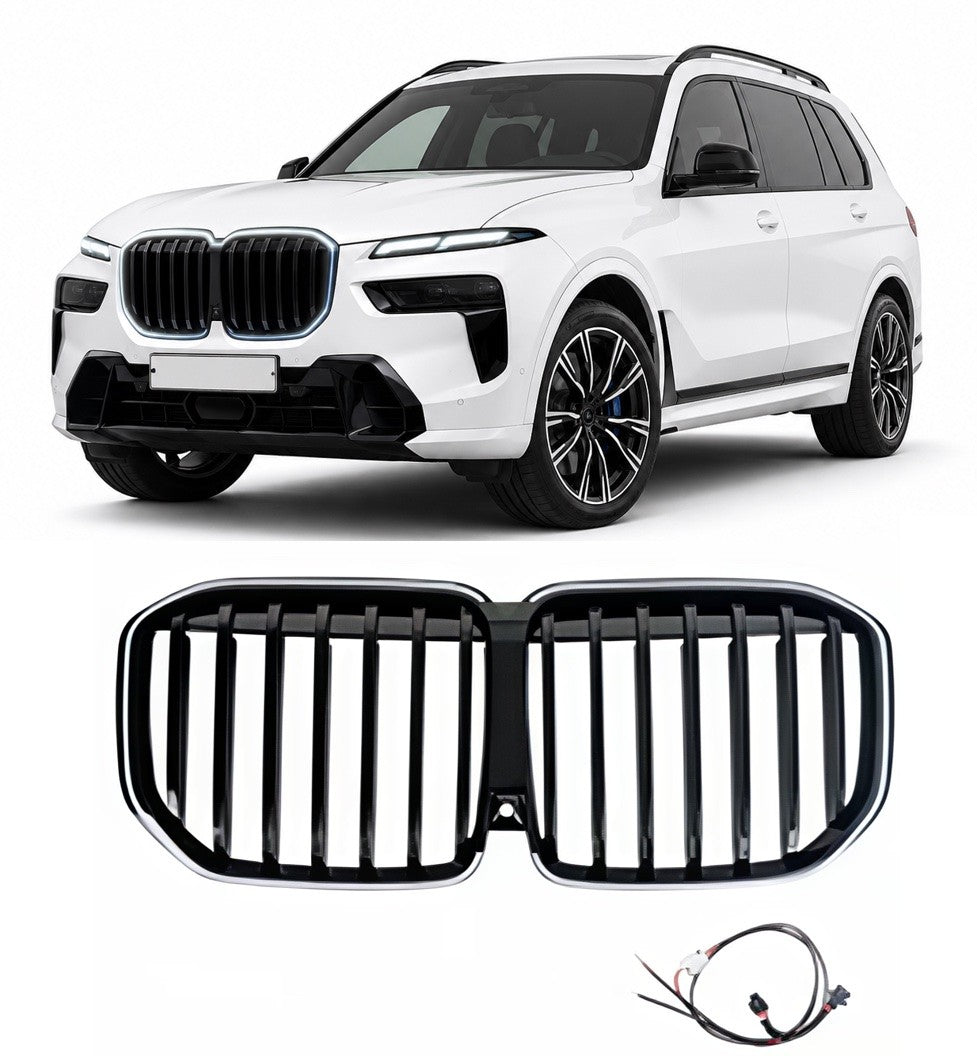 LED Kühlergrill BMW X7 G07 LCI 2022+ Hochglanz Schwarz einreihig (Facelift)
