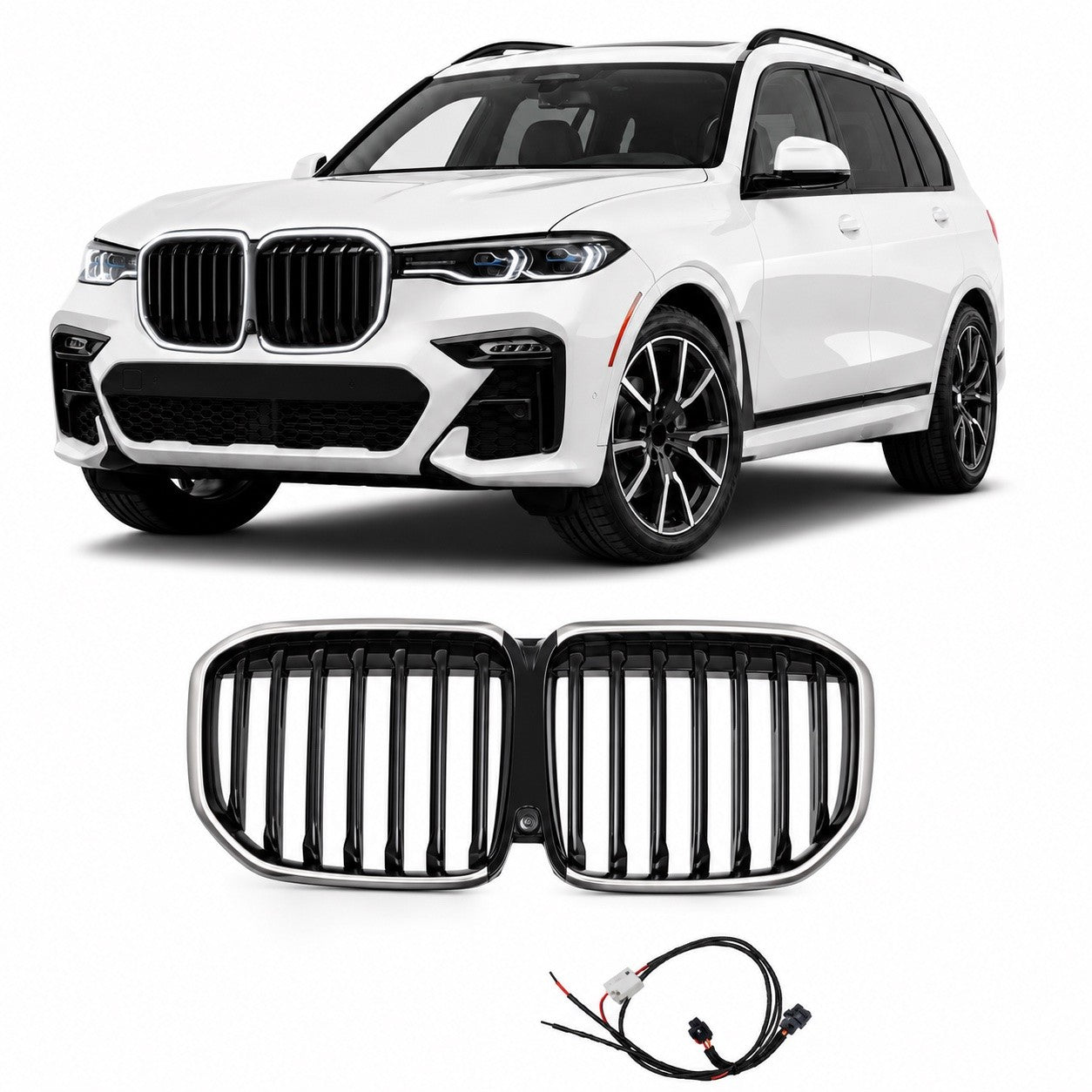 Einreihiger Hochglanz schwarzer LED Kühlergrill passend für BMW X7 SERIES G07 2019-2022