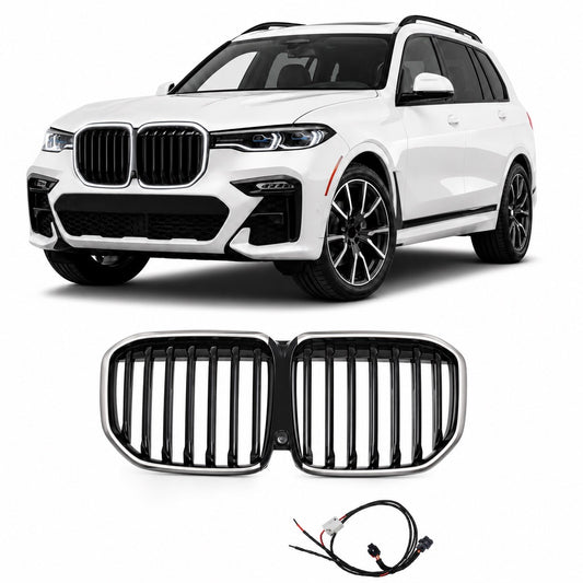 Einreihiger Hochglanz schwarzer LED Kühlergrill passend für BMW X7 SERIES G07 2019-2022