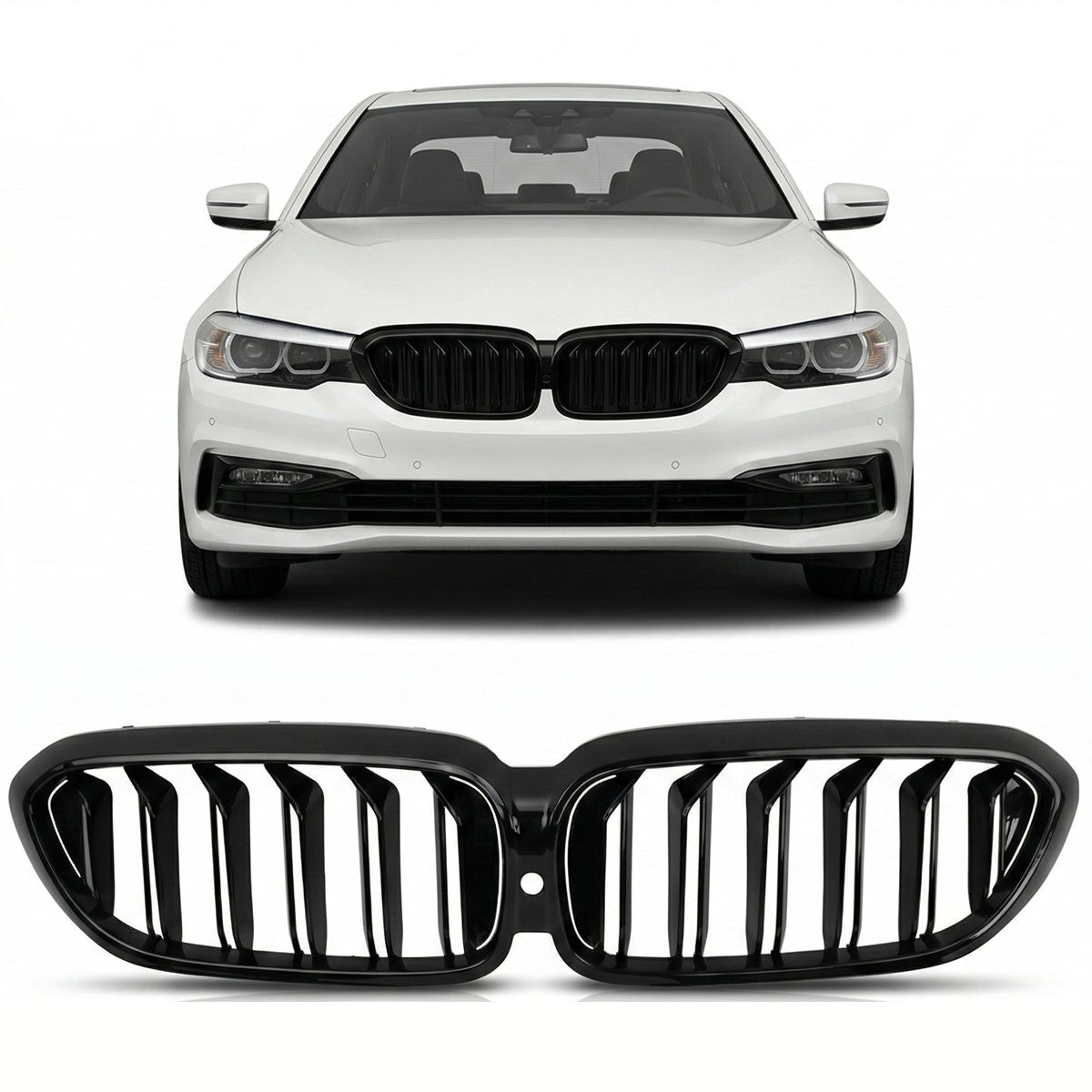 Sportgrill Dual Line Hochglanz Schwarz passend für BMW 5er G30 G31 2016-2020