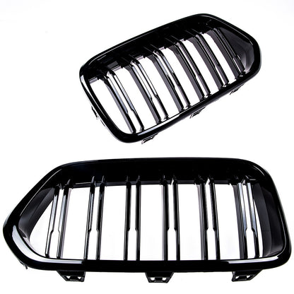 Sportgrill Hochglanz Schwarz Dual Line passend für BMW X2 F39 2017-2023