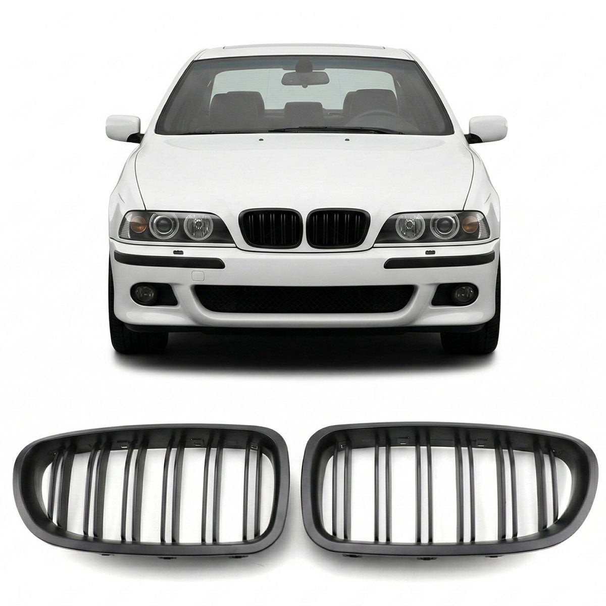 Frontgrill Dual Line Matt Schwarz passend für BMW 5er E39 1995-2003