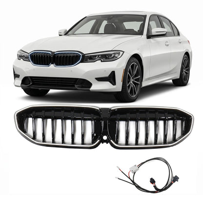 LED Einzelstreben Hochglanz Schwarz Grill passend für BMW 3er G20 2019-2022
