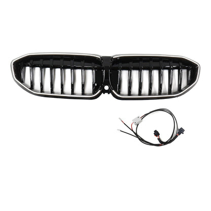 LED Einzelstreben Hochglanz Schwarz Grill passend für BMW 3er G20 2019-2022