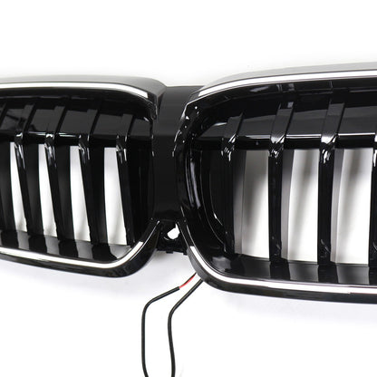LED Einzelstreben Hochglanz Schwarz Grill passend für BMW 3er G20 2019-2022