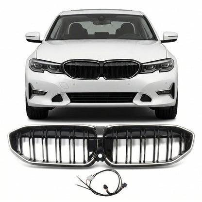 LED Doppelstreben Hochglanz Schwarz Grill passend für BMW 3er G20 2019-2022