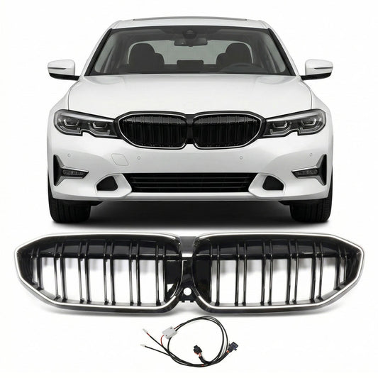 LED Doppelstreben Hochglanz Schwarz Grill passend für BMW 3er G20 2019-2022