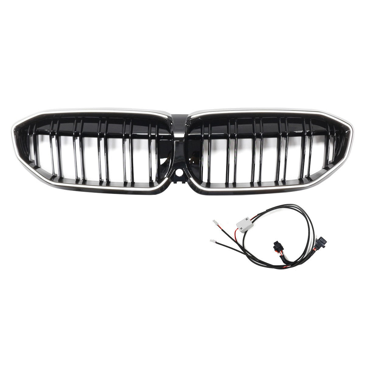 LED Doppelstreben Hochglanz Schwarz Grill passend für BMW 3er G20 2019-2022