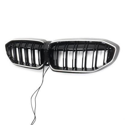 LED Doppelstreben Hochglanz Schwarz Grill passend für BMW 3er G20 2019-2022