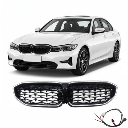 LED Diamant Hochglanz Schwarz Grill passend für BMW 3er G20 2019-2022