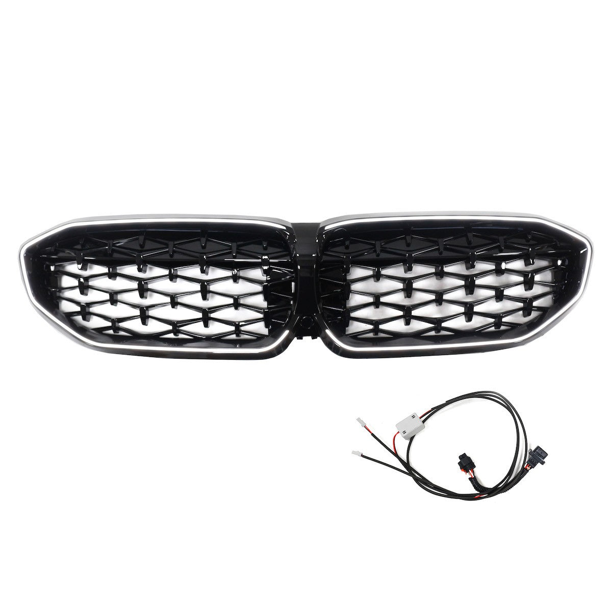 LED Diamant Hochglanz Schwarz Grill passend für BMW 3er G20 2019-2022