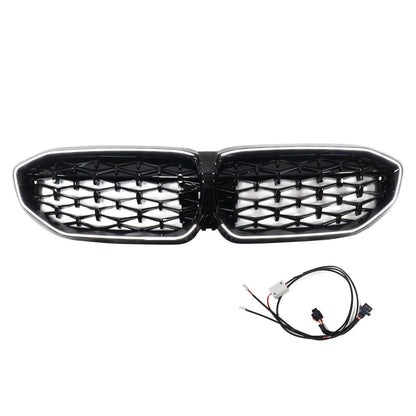 LED Diamant Hochglanz Schwarz Grill passend für BMW 3er G20 2019-2022