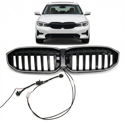 LED Einzelstreben Hochglanz Schwarz Grill passend für BMW 3er G20 LCI 2023+