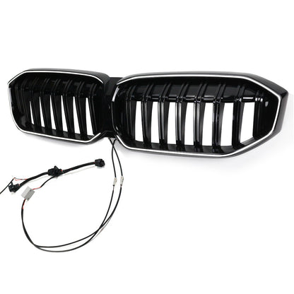 LED Einzelstreben Hochglanz Schwarz Grill passend für BMW 3er G20 LCI 2023+