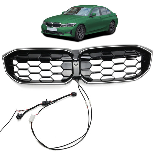 LED Diamant Hochglanz Schwarz Grill passend für BMW 3er G20 LCI 2023+