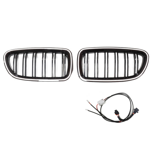 LED Doppelstreben Hochglanz Schwarz Grill passend für BMW 5er F10 F11 2010-2017