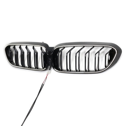 LED Doppelstreben Hochglanz Schwarz Frontgrill passend für BMW 5er G30 2017-2020